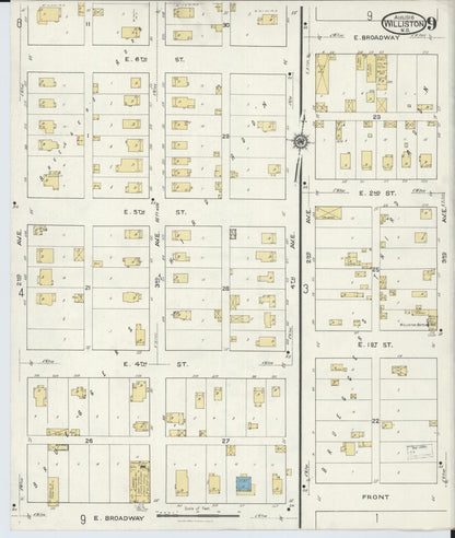 Sanborn Fire Insurance Map from Williston, Williams County, North Dakota (1916), Sheet #0009 - Complete Map Set gallery image, historic Sanborn map, vintage wall art, North Dakota North Dakota