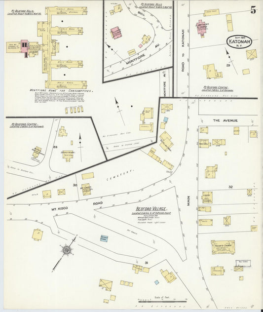 Sanborn Fire Insurance Map from Katonah, Westchester County, New York (1910), Sheet #0005 - Historic Sanborn Fire Insurance Map Print, vintage old map wall art, antique decor, genealogy gift, New York New York map