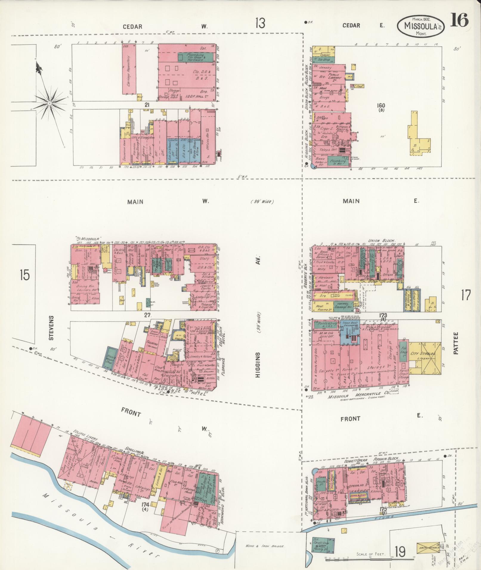 Sanborn Fire Insurance Map from Missoula, Missoula County, Montana (1902), Sheet #0016 - Complete Map Set gallery image, historic Sanborn map, vintage wall art, Montana Montana
