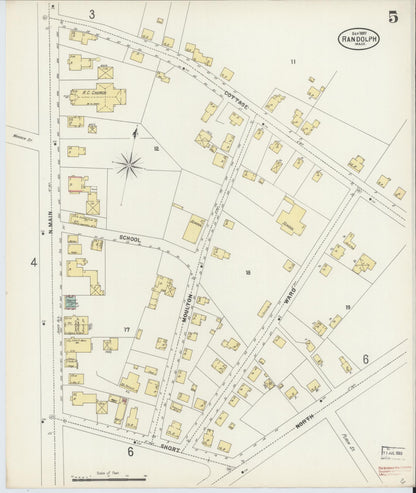 Sanborn Fire Insurance Map from Randolph, Norfolk County, Massachusetts (1897), Sheet #0005 - Complete Map Set gallery image, historic Sanborn map, vintage wall art, Massachusetts Massachusetts