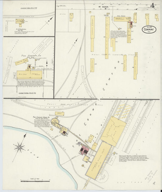 Sanborn Fire Insurance Map from Conway, Carroll County, New Hampshire (1908), Sheet #0004 - Historic Sanborn Fire Insurance Map Print, vintage old map wall art, antique decor, genealogy gift, New Hampshire New Hampshire map