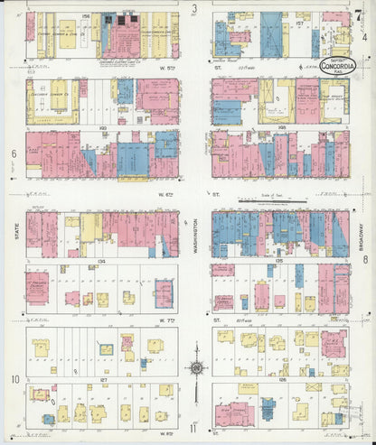 Sanborn Fire Insurance Map from Concordia, Cloud County, Kansas (1917), Sheet #0007 - Complete Map Set gallery image, historic Sanborn map, vintage wall art, Kansas Kansas
