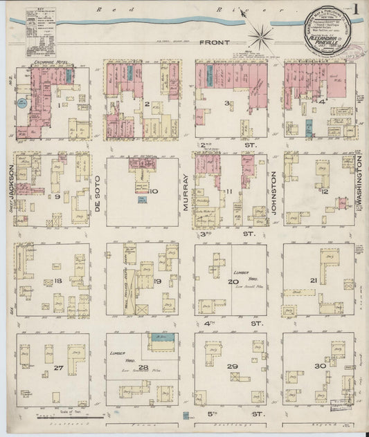 Sanborn Fire Insurance Map from Alexandria, Rapides Parish, Louisiana (1885), Sheet #0001 - Complete Map Set gallery image, historic Sanborn map, vintage wall art, Louisiana Louisiana