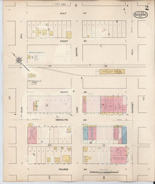 Sanborn Fire Insurance Map from Rogers, Bell County, Texas (1944), Sheet #0002 - Historic Sanborn Fire Insurance Map Print, vintage old map wall art, antique decor, genealogy gift, Texas Texas map