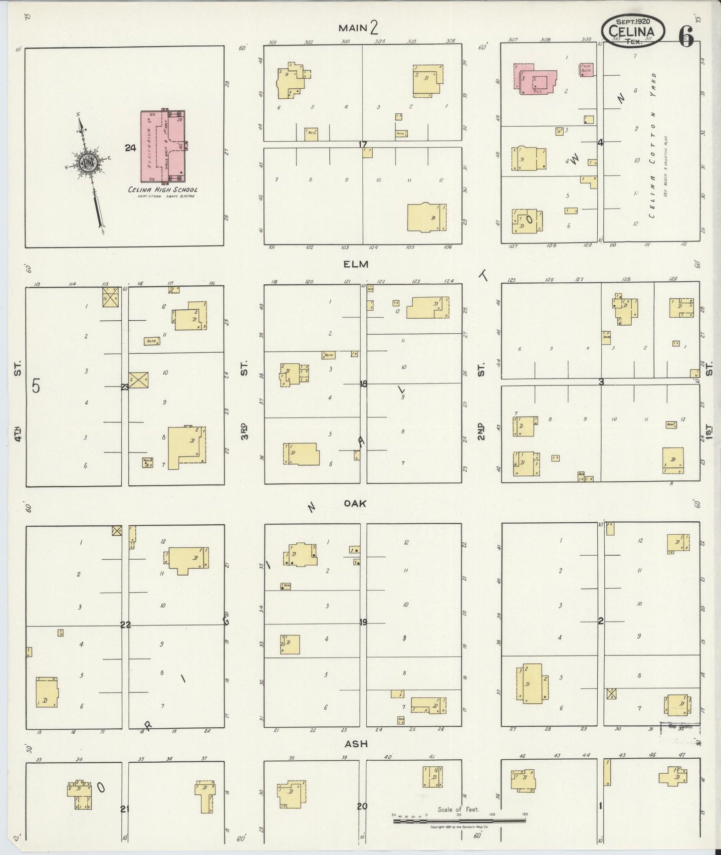 Sanborn Fire Insurance Map from Celina, Collin County, Texas (1920), Sheet #0006 - Complete Map Set gallery image, historic Sanborn map, vintage wall art, Texas Texas
