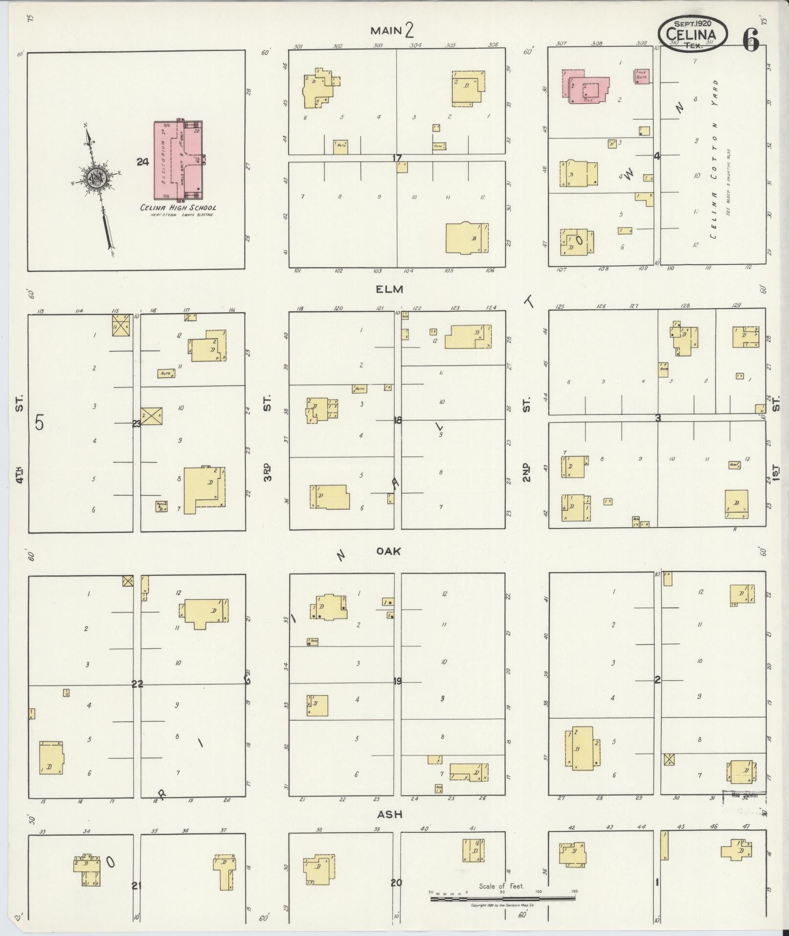 Sanborn Fire Insurance Map from Celina, Collin County, Texas (1920), Sheet #0006 - Complete Map Set gallery image, historic Sanborn map, vintage wall art, Texas Texas