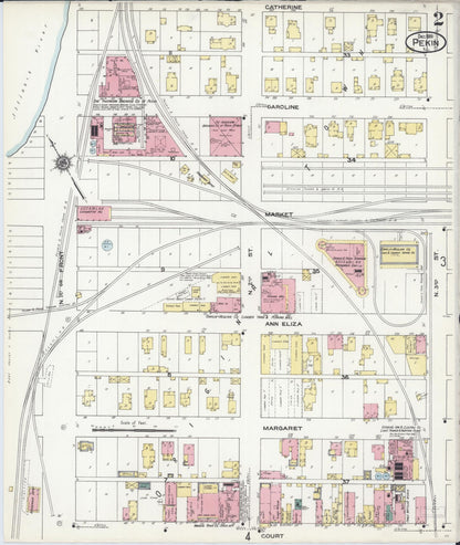 Sanborn Fire Insurance Map from Pekin, Tazewell County, Illinois (1909), Sheet #0002 - Historic Sanborn Fire Insurance Map Print, vintage old map wall art, antique decor, genealogy gift, Illinois Illinois map