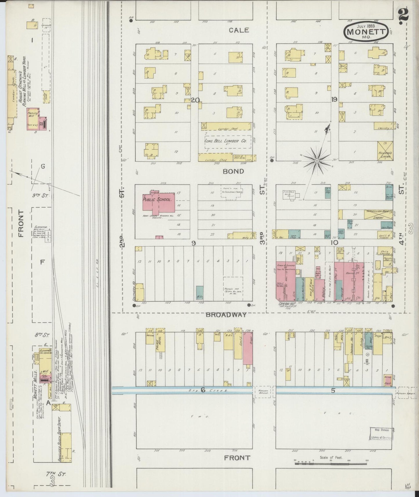 Sanborn Fire Insurance Map from Monett, Barry County, Missouri (1893), Sheet #0002 - Complete Map Set gallery image, historic Sanborn map, vintage wall art, Missouri Missouri