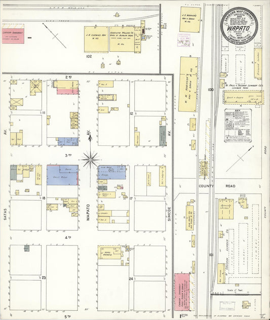 Sanborn Fire Insurance Map from Wapato, Yakima County, Washington (1909), Sheet #0001 - Historic Sanborn Fire Insurance Map Print, vintage old map wall art, antique decor, genealogy gift, Washington Washington map