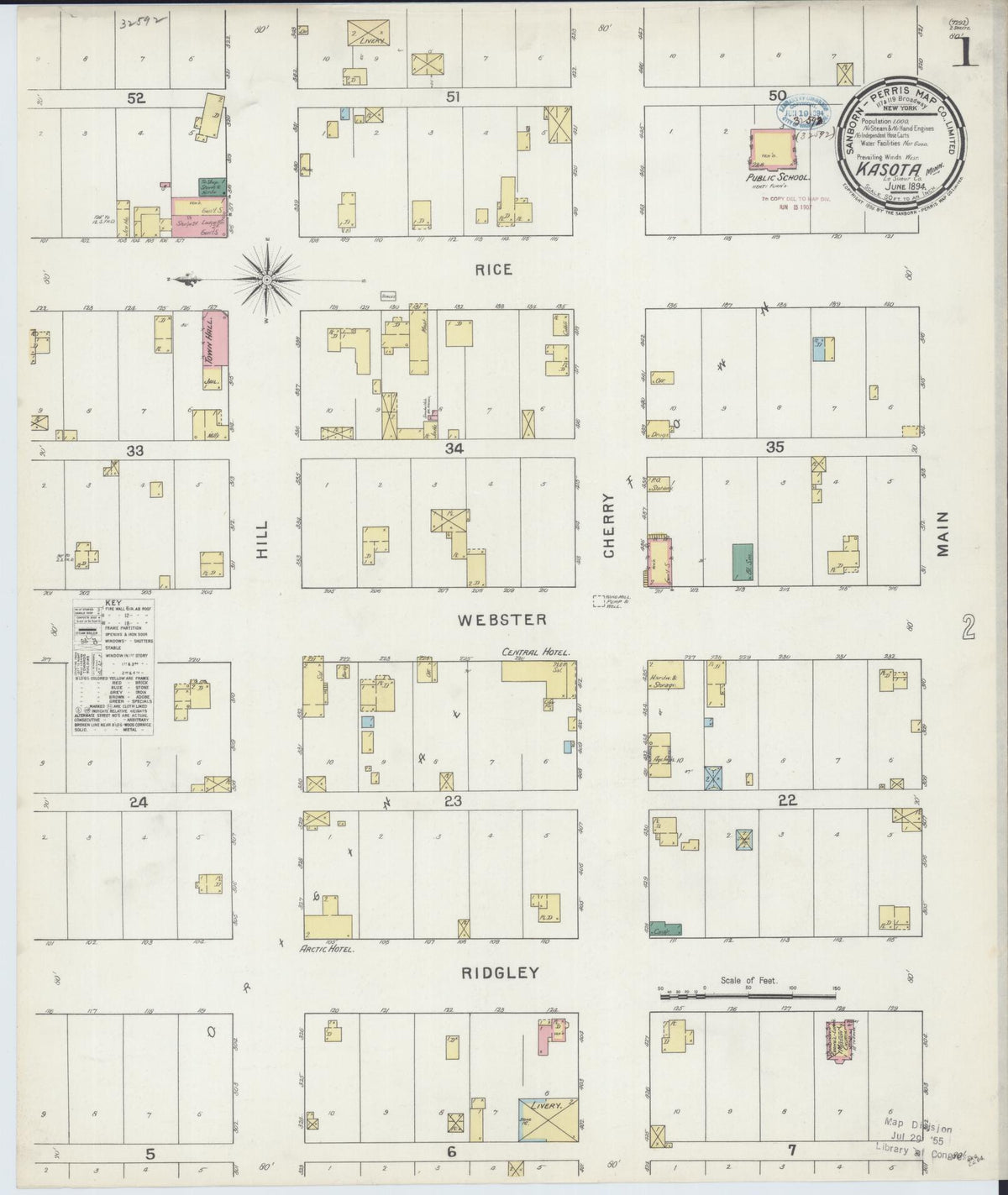 Sanborn Fire Insurance Map from Kasota, Le Sueur County, Minnesota (1894), Sheet #0001 - Historic Sanborn Fire Insurance Map Print, vintage old map wall art, antique decor, genealogy gift, Minnesota Minnesota map