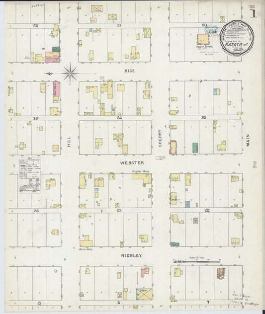 Sanborn Fire Insurance Map from Kasota, Le Sueur County, Minnesota (1894), Sheet #0001 - Historic Sanborn Fire Insurance Map Print, vintage old map wall art, antique decor, genealogy gift, Minnesota Minnesota map