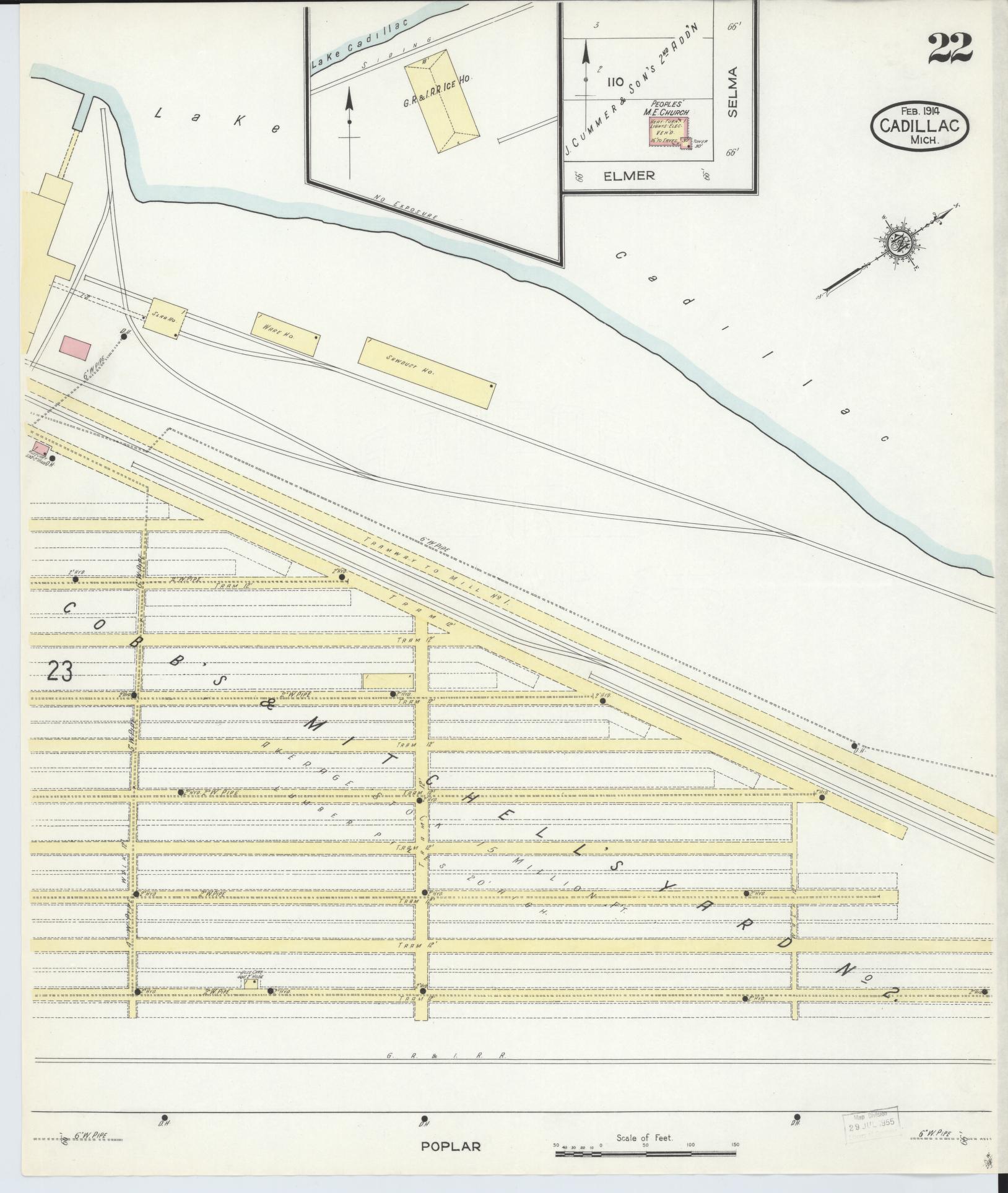 Sanborn Fire Insurance Map from Cadillac, Wexford County, Michigan (1914), Sheet #0022 - Complete Map Set gallery image, historic Sanborn map, vintage wall art, Michigan Michigan