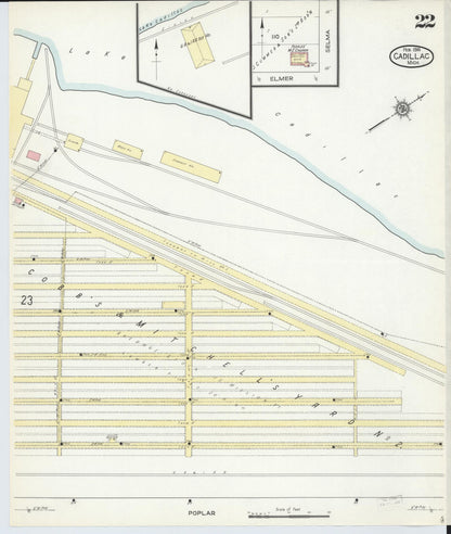 Sanborn Fire Insurance Map from Cadillac, Wexford County, Michigan (1914), Sheet #0022 - Complete Map Set gallery image, historic Sanborn map, vintage wall art, Michigan Michigan