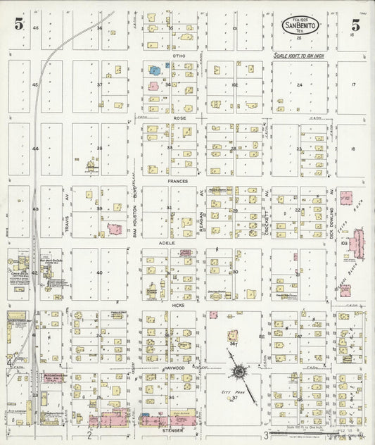 Sanborn Fire Insurance Map from San Benito, Cameron County, Texas (1925), Sheet #0005 - Historic Sanborn Fire Insurance Map Print, vintage old map wall art, antique decor, genealogy gift, Texas Texas map