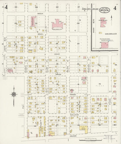 Sanborn Fire Insurance Map from Mission, Hidalgo County, Texas (1925), Sheet #0004 - Complete Map Set gallery image, historic Sanborn map, vintage wall art, Texas Texas