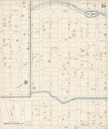 Sanborn Fire Insurance Map from Port Angeles, Clallam County, Washington (1917), Sheet #0019 - Complete Map Set gallery image, historic Sanborn map, vintage wall art, Washington Washington