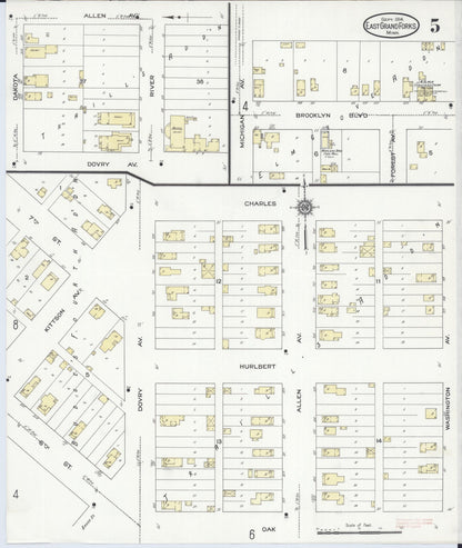 Sanborn Fire Insurance Map from East Grand Forks, Polk County, Minnesota (1914), Sheet #0005 - Complete Map Set gallery image, historic Sanborn map, vintage wall art, Minnesota Minnesota