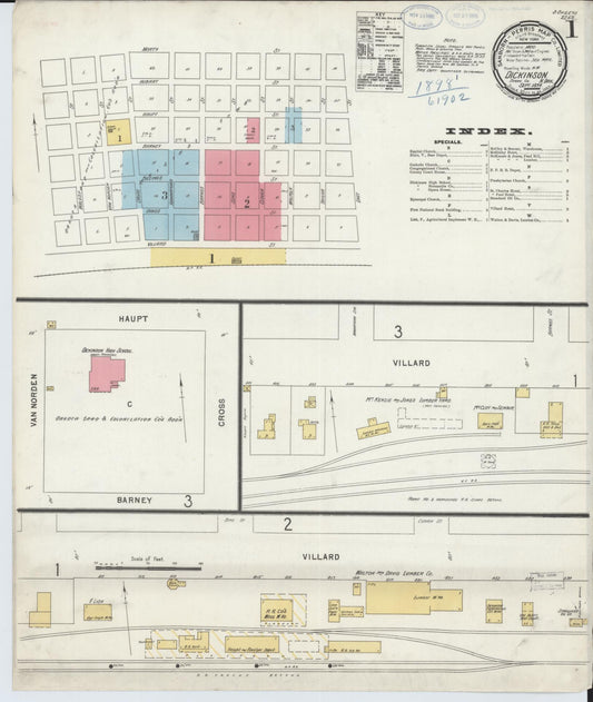 Sanborn Fire Insurance Map from Dickinson, Stark County, North Dakota (1898), Sheet #0001 - Historic Sanborn Fire Insurance Map Print, vintage old map wall art, antique decor, genealogy gift, North Dakota North Dakota map
