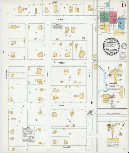 Sanborn Fire Insurance Map from Whitesboro, Grayson County, Texas (1901), Sheet #0001 - Complete Map Set gallery image, historic Sanborn map, vintage wall art, Texas Texas