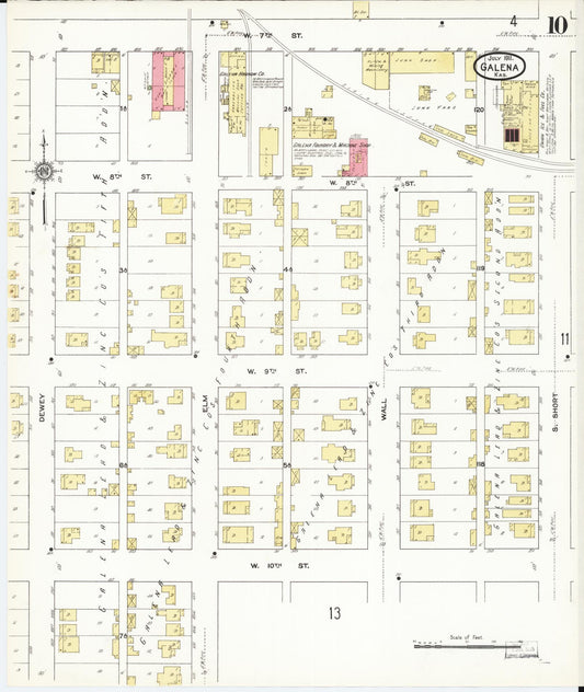 Sanborn Fire Insurance Map from Galena, Cherokee County, Kansas (1911), Sheet #0010 - Historic Sanborn Fire Insurance Map Print, vintage old map wall art, antique decor, genealogy gift, Kansas Kansas map