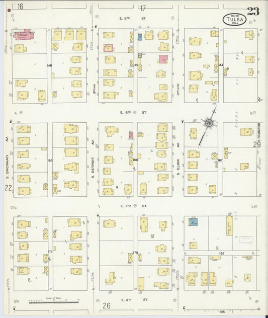 Sanborn Fire Insurance Map from Tulsa, Tulsa County, Oklahoma (1911), Sheet #0023 - Historic Sanborn Fire Insurance Map Print, vintage old map wall art, antique decor, genealogy gift, Oklahoma Oklahoma map