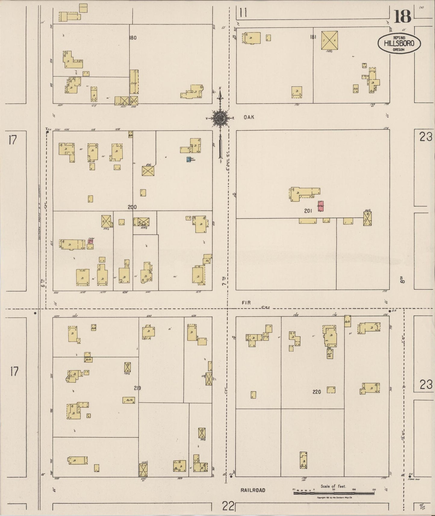 Sanborn Fire Insurance Map from Hillsboro, Washington County, Oregon (1921), Sheet #0018 - Complete Map Set gallery image, historic Sanborn map, vintage wall art, Oregon Oregon