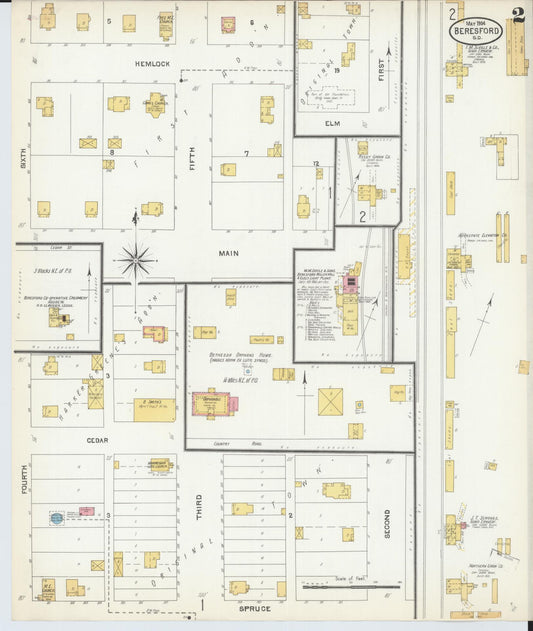 Sanborn Fire Insurance Map from Beresford, Union And Lincoln Counties, South Dakota (1904), Sheet #0002 - Historic Sanborn Fire Insurance Map Print, vintage old map wall art, antique decor, genealogy gift, South Dakota South Dakota map
