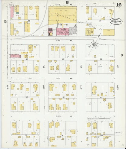 Sanborn Fire Insurance Map from Corsicana, Navarro County, Texas (1905), Sheet #0016 - Complete Map Set gallery image, historic Sanborn map, vintage wall art, Texas Texas