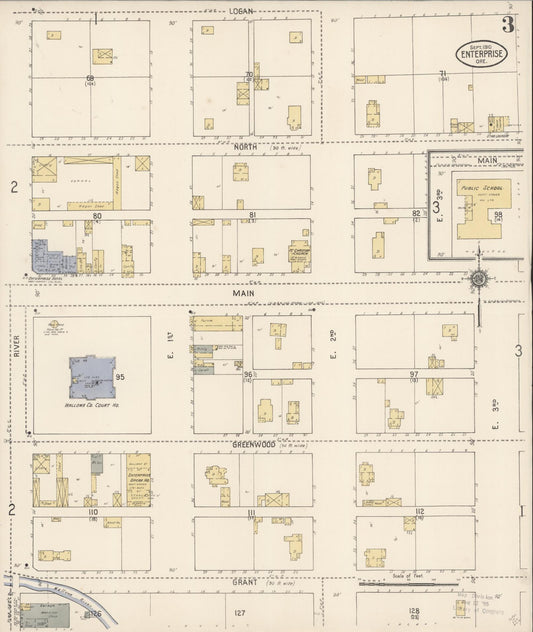 Sanborn Fire Insurance Map from Enterprise, Wallowa County, Oregon (1910), Sheet #0003 - Historic Sanborn Fire Insurance Map Print, vintage old map wall art, antique decor, genealogy gift, Oregon Oregon map