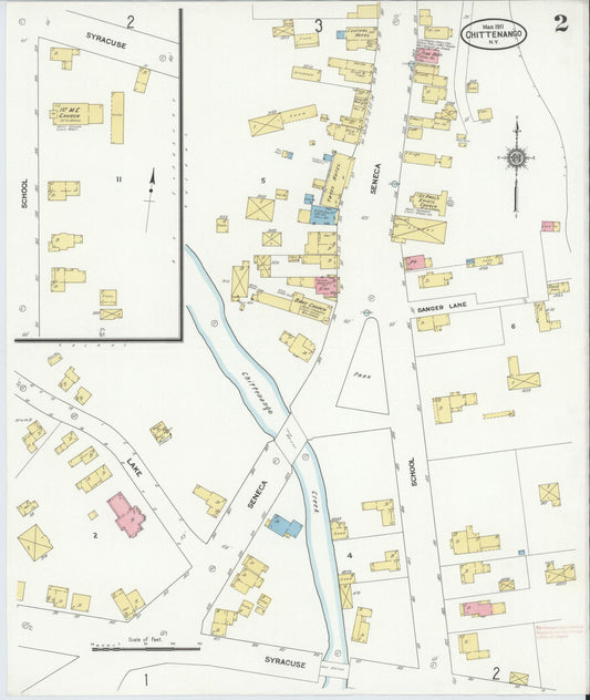 Sanborn Fire Insurance Map from Chittenango, Madison County, New York (1911), Sheet #0002 - Historic Sanborn Fire Insurance Map Print, vintage old map wall art, antique decor, genealogy gift, New York New York map