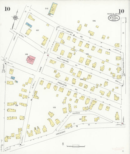 Sanborn Fire Insurance Map from Athol, Worcester County, Massachusetts (1936), Sheet #0010 - Historic Sanborn Fire Insurance Map Print, vintage old map wall art, antique decor, genealogy gift, Massachusetts Massachusetts map