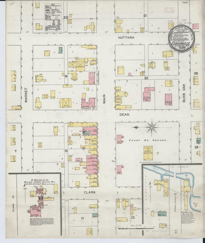 Sanborn Fire Insurance Map from Centreville, Saint Joseph County, Michigan (1892), Sheet #0001 - Historic Sanborn Fire Insurance Map Print, vintage old map wall art, antique decor, genealogy gift, Michigan Michigan map