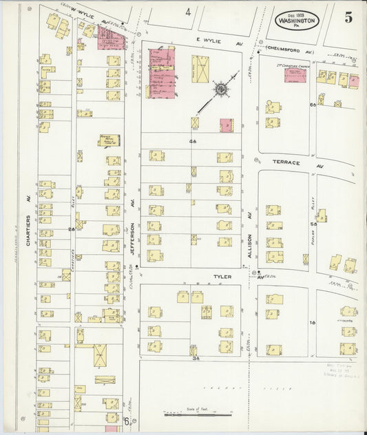 Sanborn Fire Insurance Map from Washington, Washington County, Pennsylvania (1909), Sheet #0005 - Historic Sanborn Fire Insurance Map Print, vintage old map wall art, antique decor, genealogy gift, Pennsylvania Pennsylvania map