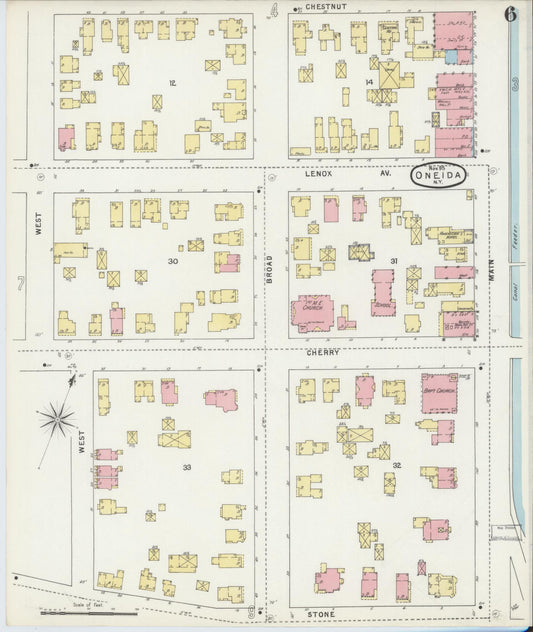 Sanborn Fire Insurance Map from Oneida, Madison County, New York (1895), Sheet #0006 - Historic Sanborn Fire Insurance Map Print, vintage old map wall art, antique decor, genealogy gift, New York New York map
