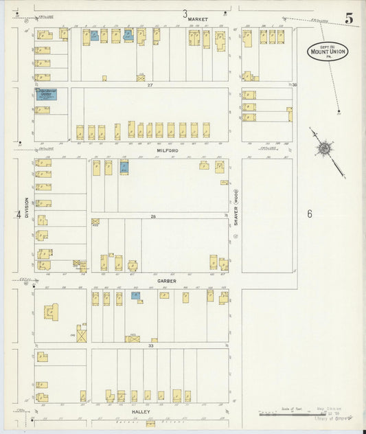 Sanborn Fire Insurance Map from Mount Union, Huntingdon County, Pennsylvania (1911), Sheet #0005 - Historic Sanborn Fire Insurance Map Print, vintage old map wall art, antique decor, genealogy gift, Pennsylvania Pennsylvania map