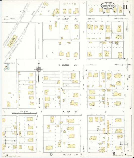 Sanborn Fire Insurance Map from Wellington, Sumner County, Kansas (1912), Sheet #0011 - Historic Sanborn Fire Insurance Map Print, vintage old map wall art, antique decor, genealogy gift, Kansas Kansas map