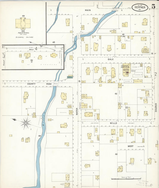 Sanborn Fire Insurance Map from Heppner, Morrow County, Oregon (1901), Sheet #0005 - Historic Sanborn Fire Insurance Map Print, vintage old map wall art, antique decor, genealogy gift, Oregon Oregon map