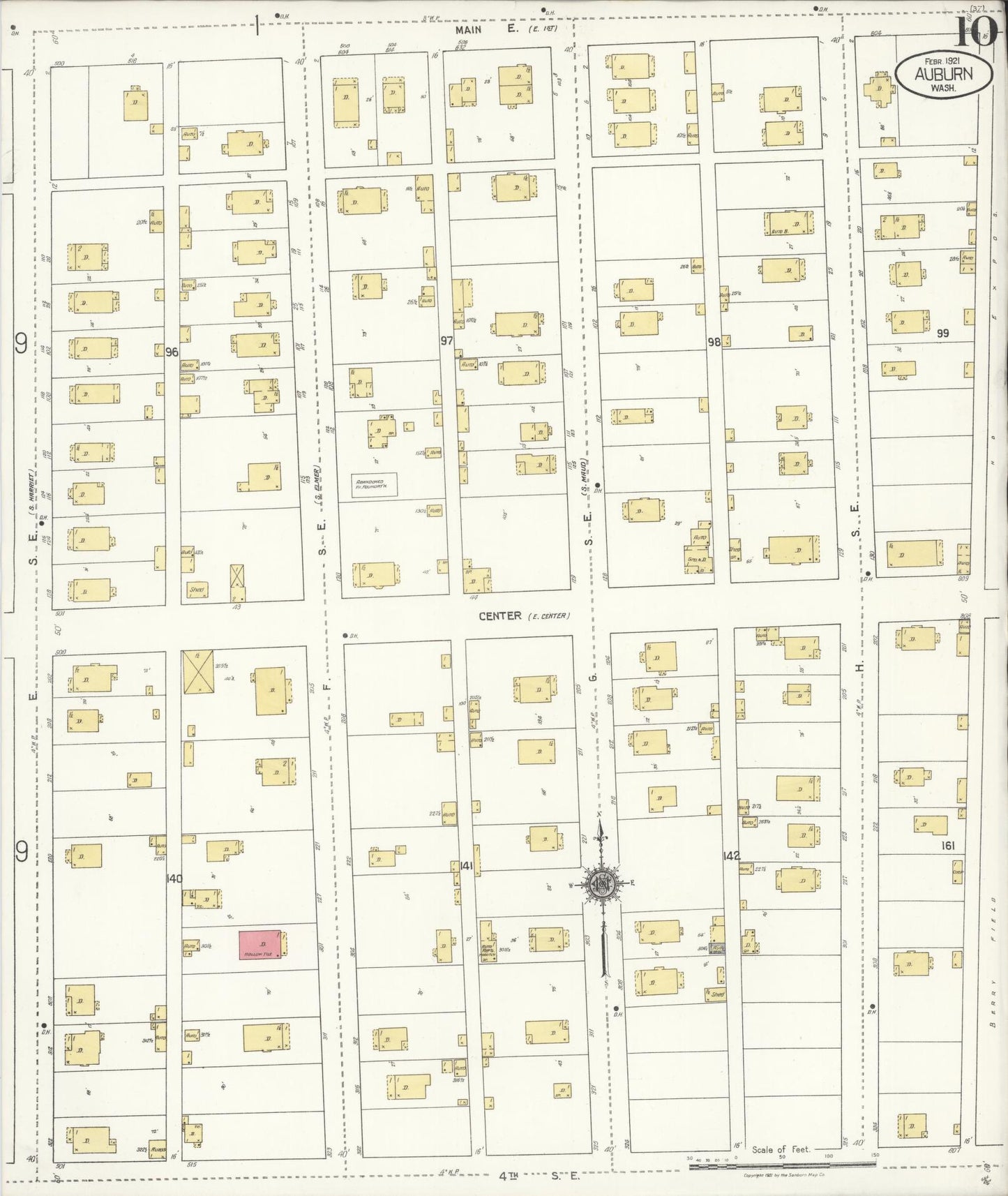 Sanborn Fire Insurance Map from Auburn [see also Slaughter], King County, Washington (1921), Sheet #0010 - Complete Map Set gallery image, historic Sanborn map, vintage wall art, Washington Washington