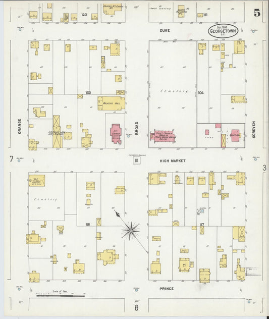 Sanborn Fire Insurance Map from Georgetown, Georgetown County, South Carolina (1899), Sheet #0005 - Historic Sanborn Fire Insurance Map Print, vintage old map wall art, antique decor, genealogy gift, South Carolina South Carolina map