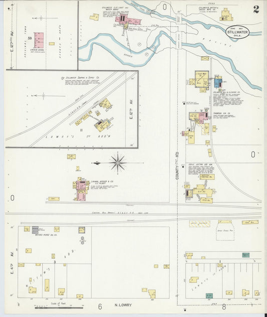Sanborn Fire Insurance Map from Stillwater, Payne County, Oklahoma (1907), Sheet #0002 - Historic Sanborn Fire Insurance Map Print, vintage old map wall art, antique decor, genealogy gift, Oklahoma Oklahoma map