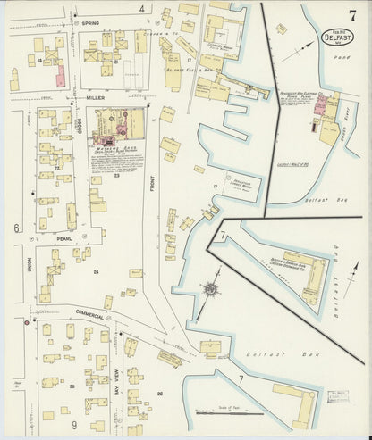 Sanborn Fire Insurance Map from Belfast, Waldo County, Maine (1912), Sheet #0007 - Complete Map Set gallery image, historic Sanborn map, vintage wall art, Maine Maine