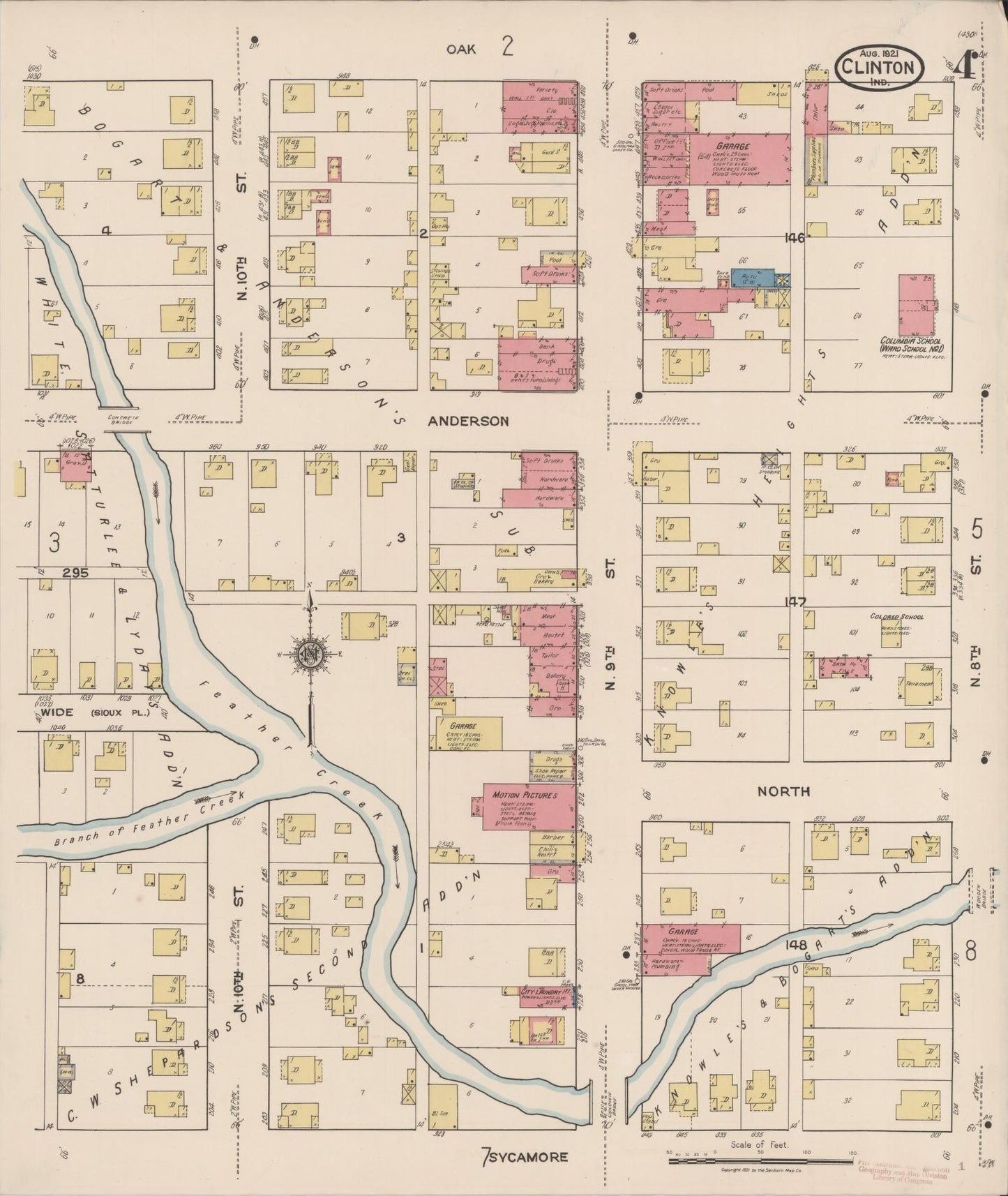 Sanborn Fire Insurance Map from Clinton, Vermillion County, Indiana (1921), Sheet #0004 - Historic Sanborn Fire Insurance Map Print, vintage old map wall art, antique decor, genealogy gift, Indiana Indiana map