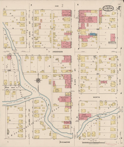 Sanborn Fire Insurance Map from Clinton, Vermillion County, Indiana (1921), Sheet #0004 - Historic Sanborn Fire Insurance Map Print, vintage old map wall art, antique decor, genealogy gift, Indiana Indiana map