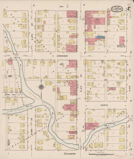 Sanborn Fire Insurance Map from Clinton, Vermillion County, Indiana (1921), Sheet #0004 - Historic Sanborn Fire Insurance Map Print, vintage old map wall art, antique decor, genealogy gift, Indiana Indiana map