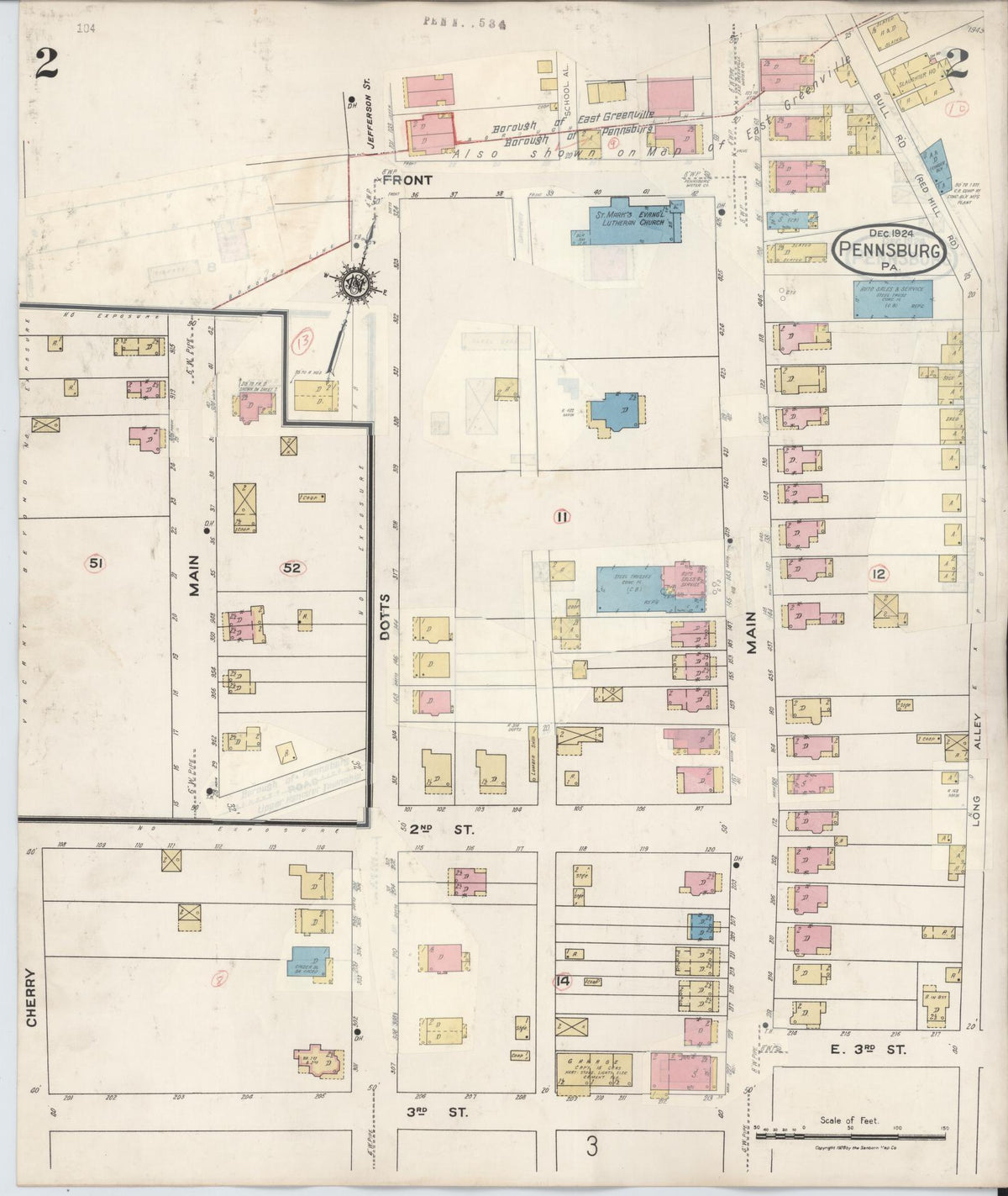 Sanborn Fire Insurance Map from Pennsburg, Montgomery County, Pennsylvania (1933), Sheet #0002 - Historic Sanborn Fire Insurance Map Print, vintage old map wall art, antique decor, genealogy gift, Pennsylvania Pennsylvania map
