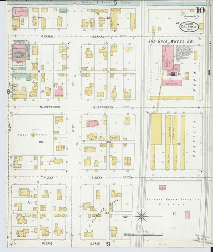 Sanborn Fire Insurance Map from Delphos, Van Wert And Allen Counties, Ohio (1899), Sheet #0010 - Historic Sanborn Fire Insurance Map Print, vintage old map wall art, antique decor, genealogy gift, Ohio Ohio map