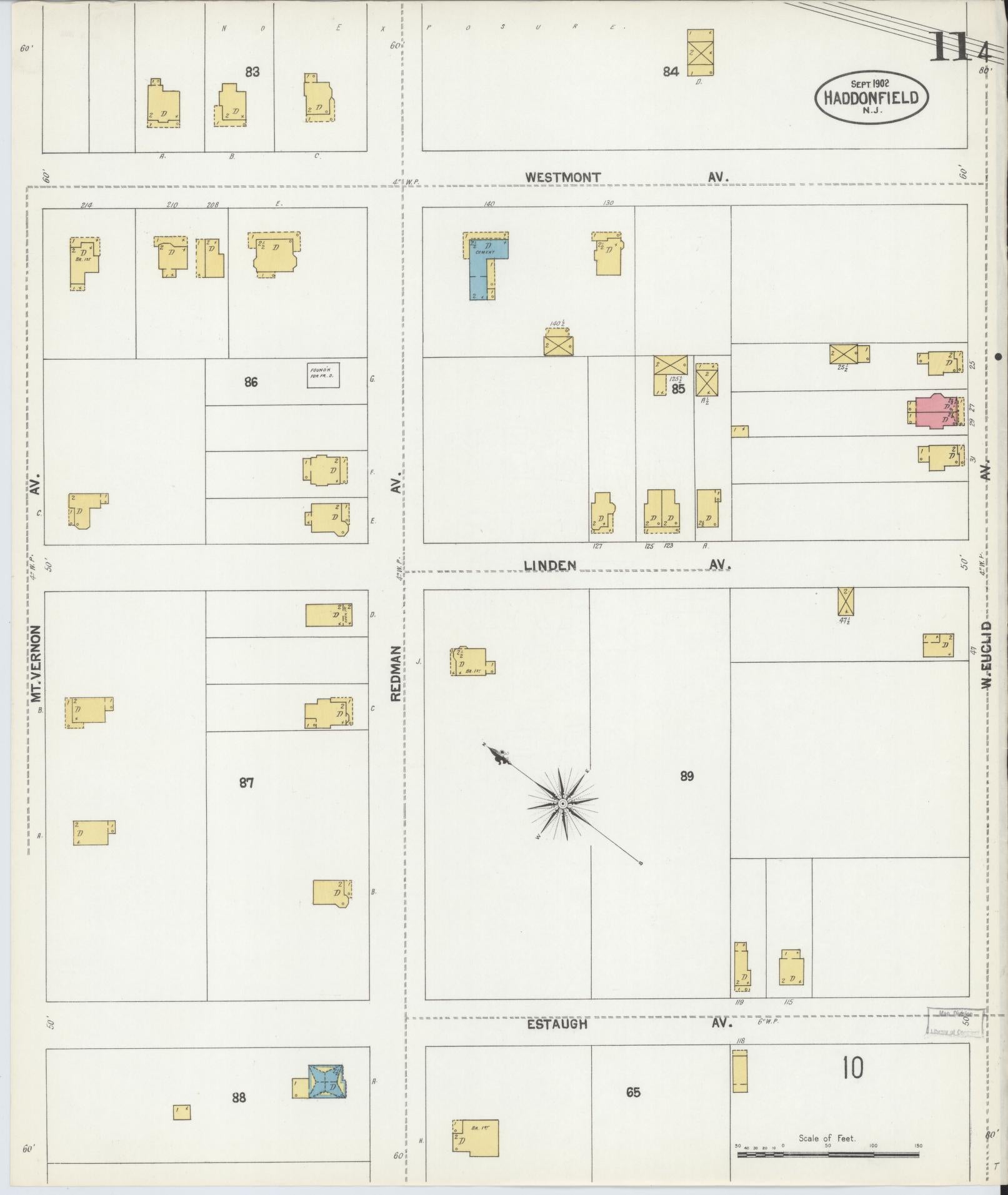 Sanborn Fire Insurance Map from Haddonfield, Camden County, New Jersey (1902), Sheet #0011 - Complete Map Set gallery image, historic Sanborn map, vintage wall art, New Jersey New Jersey