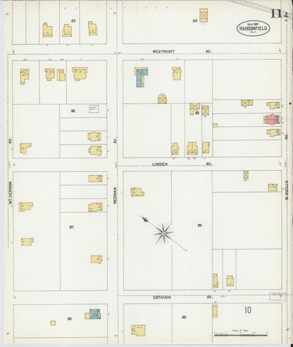 Sanborn Fire Insurance Map from Haddonfield, Camden County, New Jersey (1902), Sheet #0011 - Complete Map Set gallery image, historic Sanborn map, vintage wall art, New Jersey New Jersey