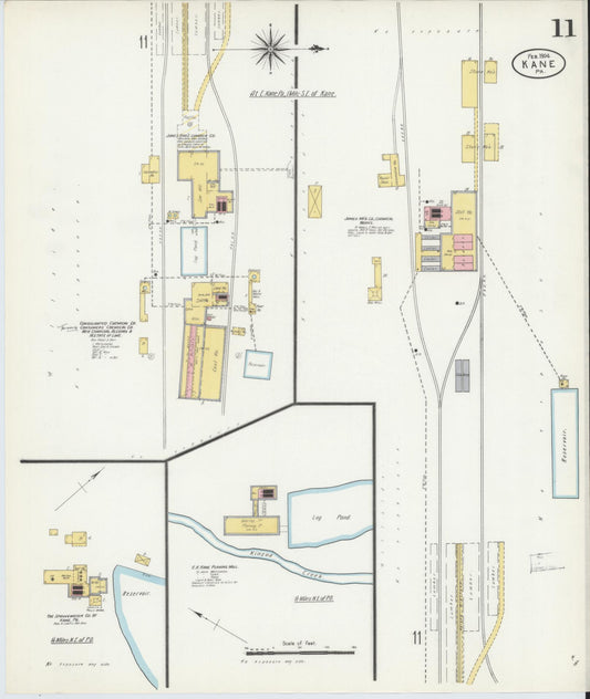 Sanborn Fire Insurance Map from Kane, McKean County, Pennsylvania (1904), Sheet #0011 - Historic Sanborn Fire Insurance Map Print, vintage old map wall art, antique decor, genealogy gift, Pennsylvania Pennsylvania map