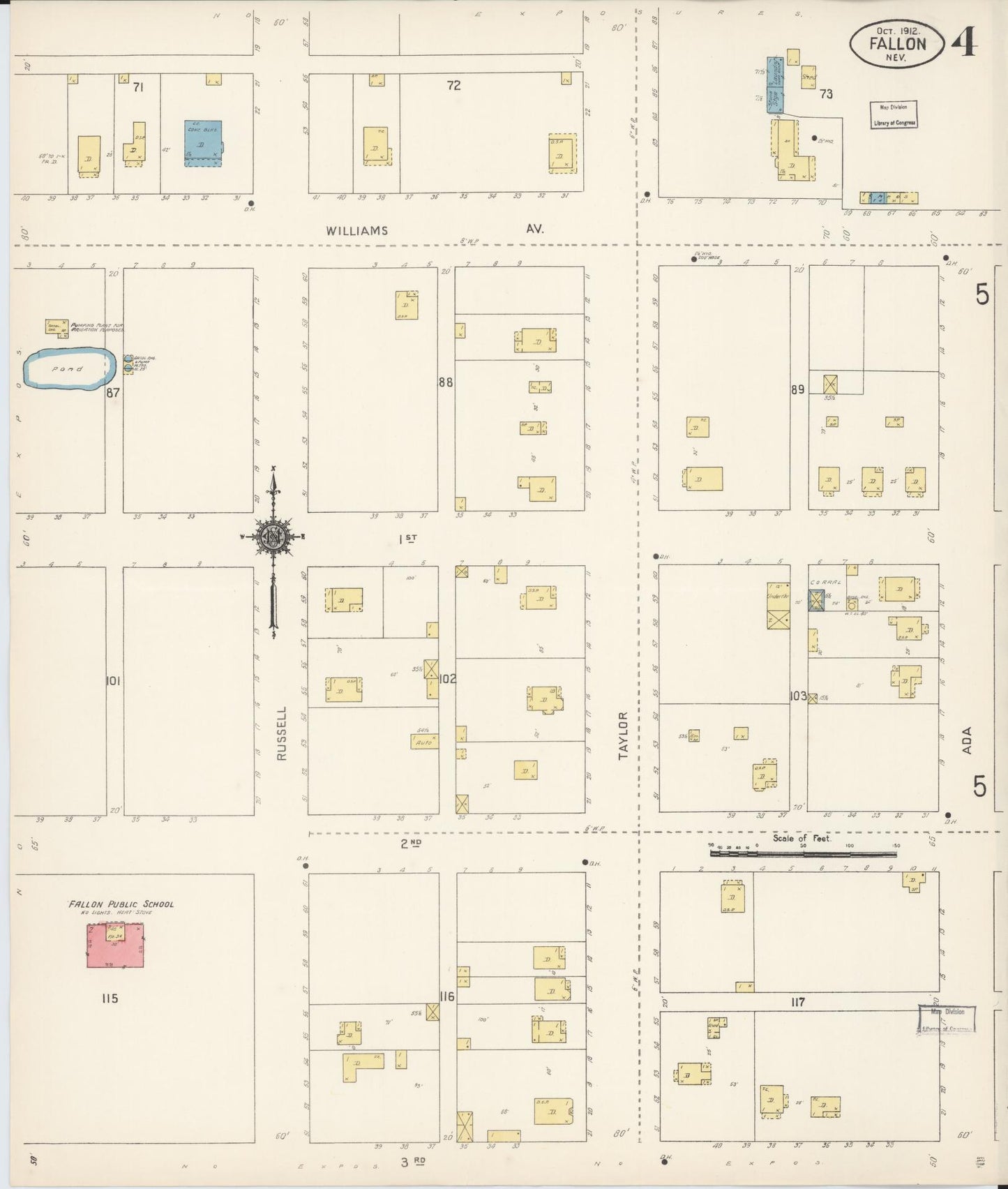 Sanborn Fire Insurance Map from Fallon, Churchill County, Nevada (1912), Sheet #0004 - Complete Map Set gallery image, historic Sanborn map, vintage wall art, Nevada Nevada